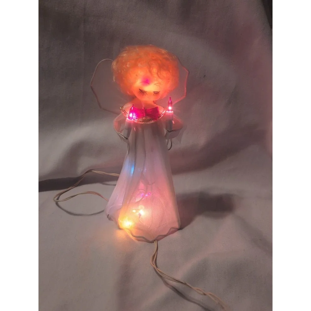 VINTAGE 10 Light Heirloom Christmas Angel Tree Topper MCM 9